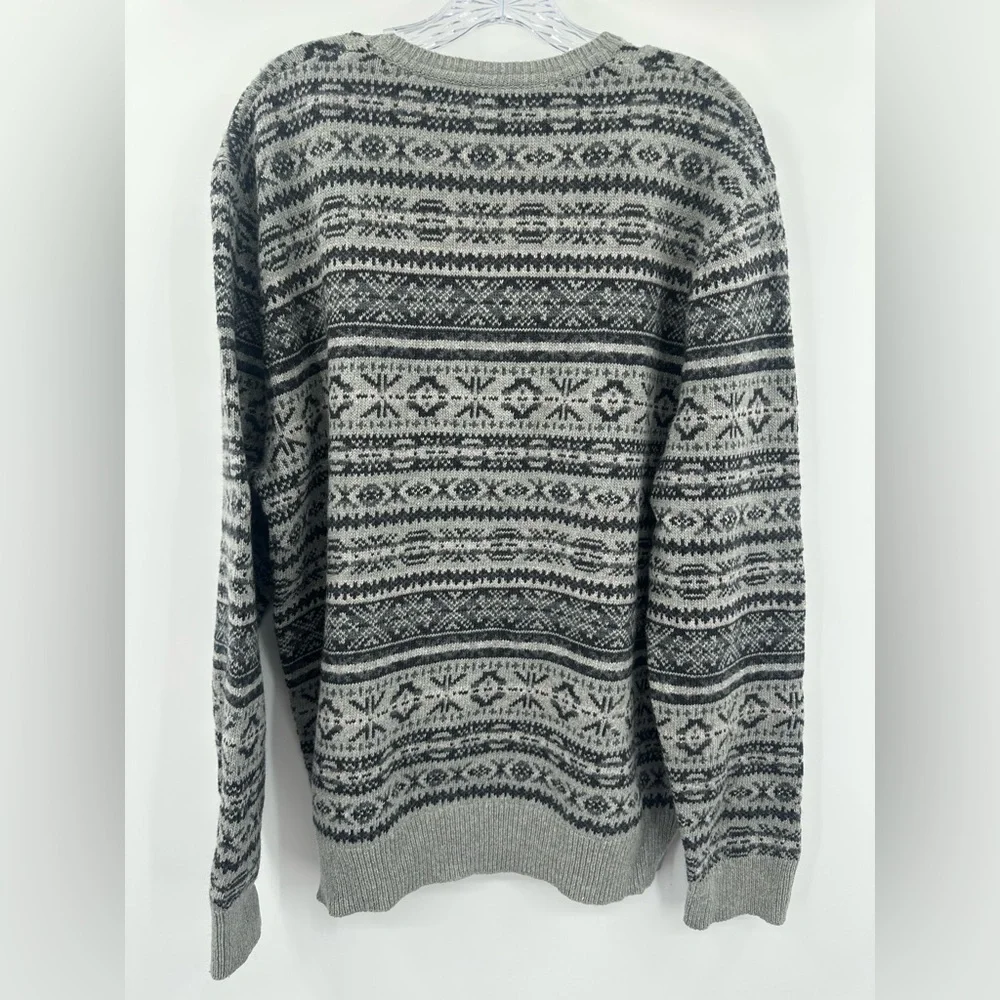 Polo Ralph Lauren Men's Fair Isle Gray Cotton/Cashmere Sweater‎ Size XL
